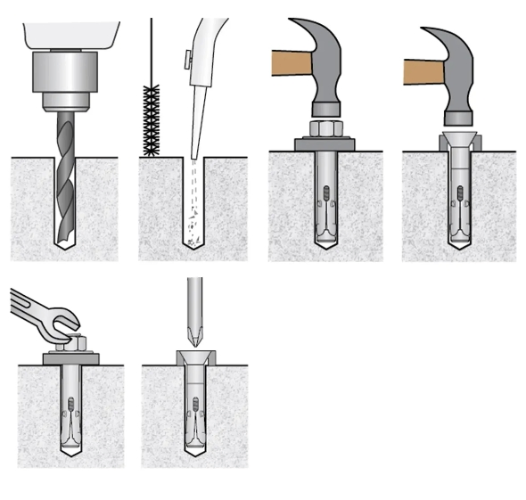 Анкерный болт с шестигранной головкой и втулкой, оцинкованный