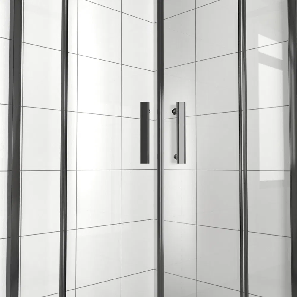 Black Aluminium Frame Glass Quadrant Double Sliding Doors Shower Cubicle