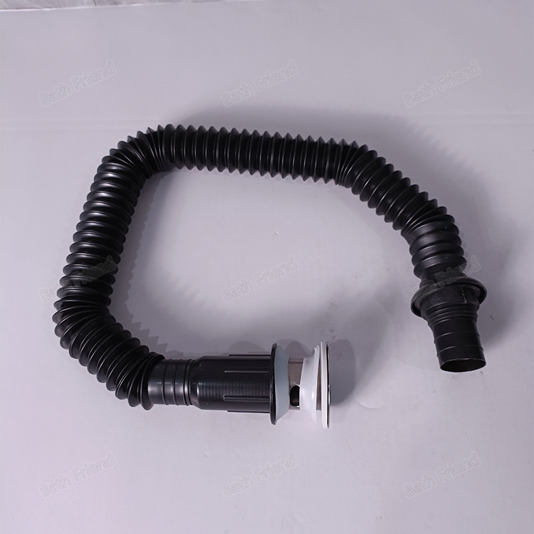 Cheap Plastic Pop up Basin Drain Flexible Basin Sink Waste Black Pipe with Stainless Steel Cover