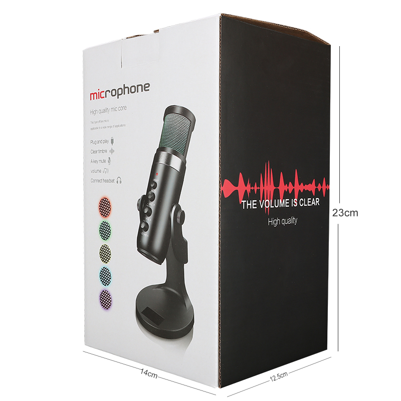 Профессиональный USB-микрофон HM-01 с RGB-подсветкой для стримов