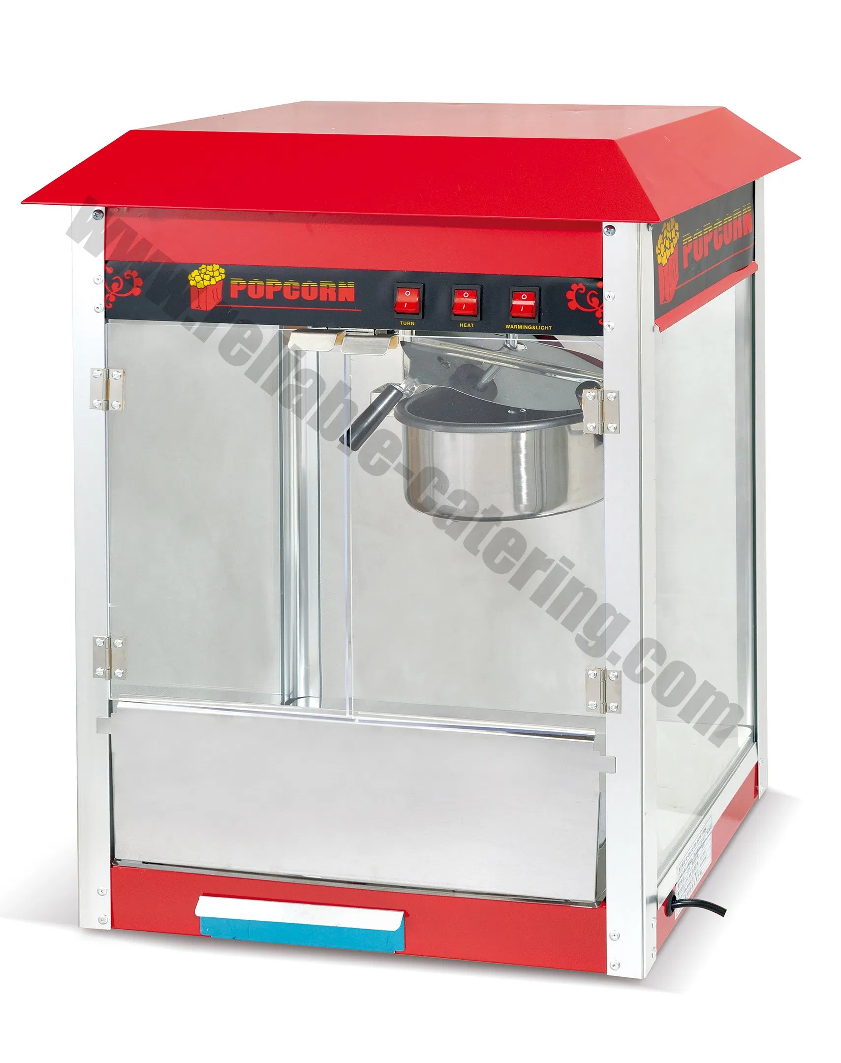 Stainless Steel Commercial Popcorn Machine Industrial 6-32oz Heavy-Duty Popper Maker for Business with Transparent Glass Food Trailer