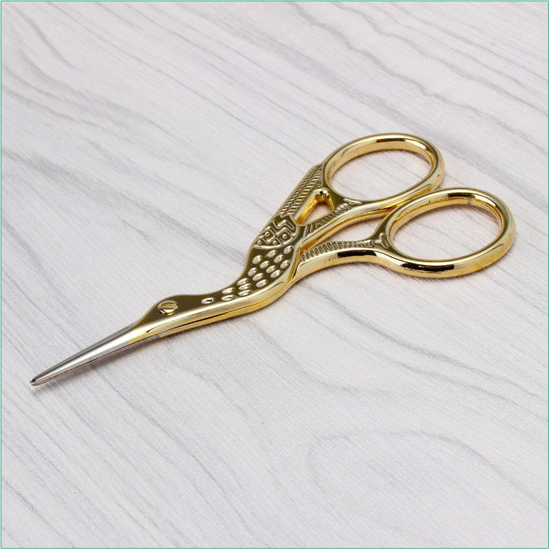 Small Vintage PVC Style Sewing Stainless Steel Scissors Embroidery Crane Bird Scissors