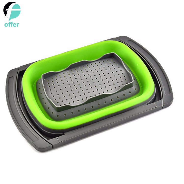 Collapsible Colander Silicone Kitchen Strainer Set Perfect for Draining Pasta, Vegetable and Fruit