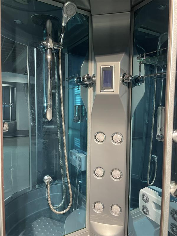 Grey Color Shower Cabin with Computer Panel and LED Lamp