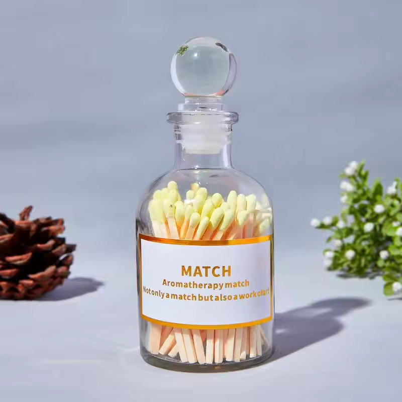 Colorful Long Candle Matches in Elegant Glass Jar