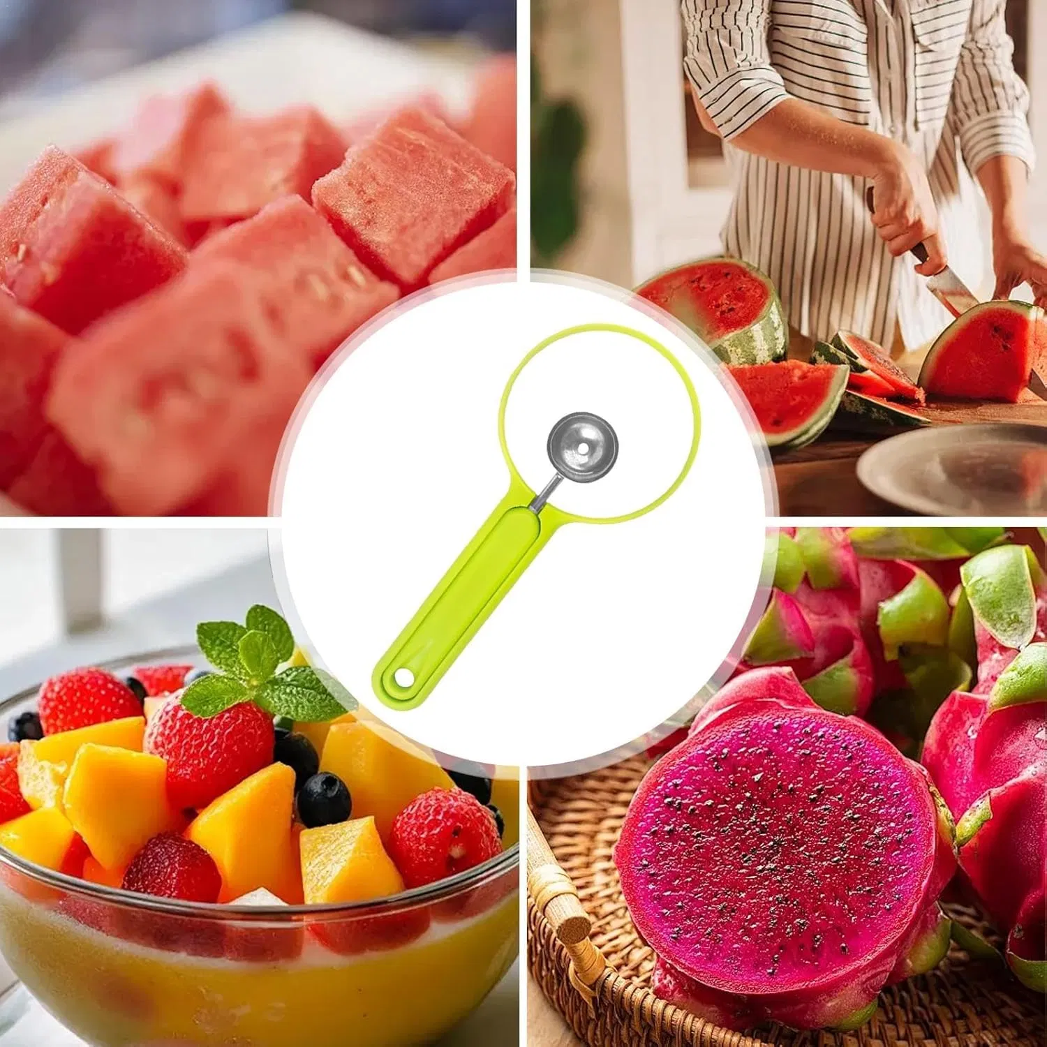 2 in 1 Stainless Steel Fruit Scooper Platter Tool, Kitchen Gadgets Wbb12273