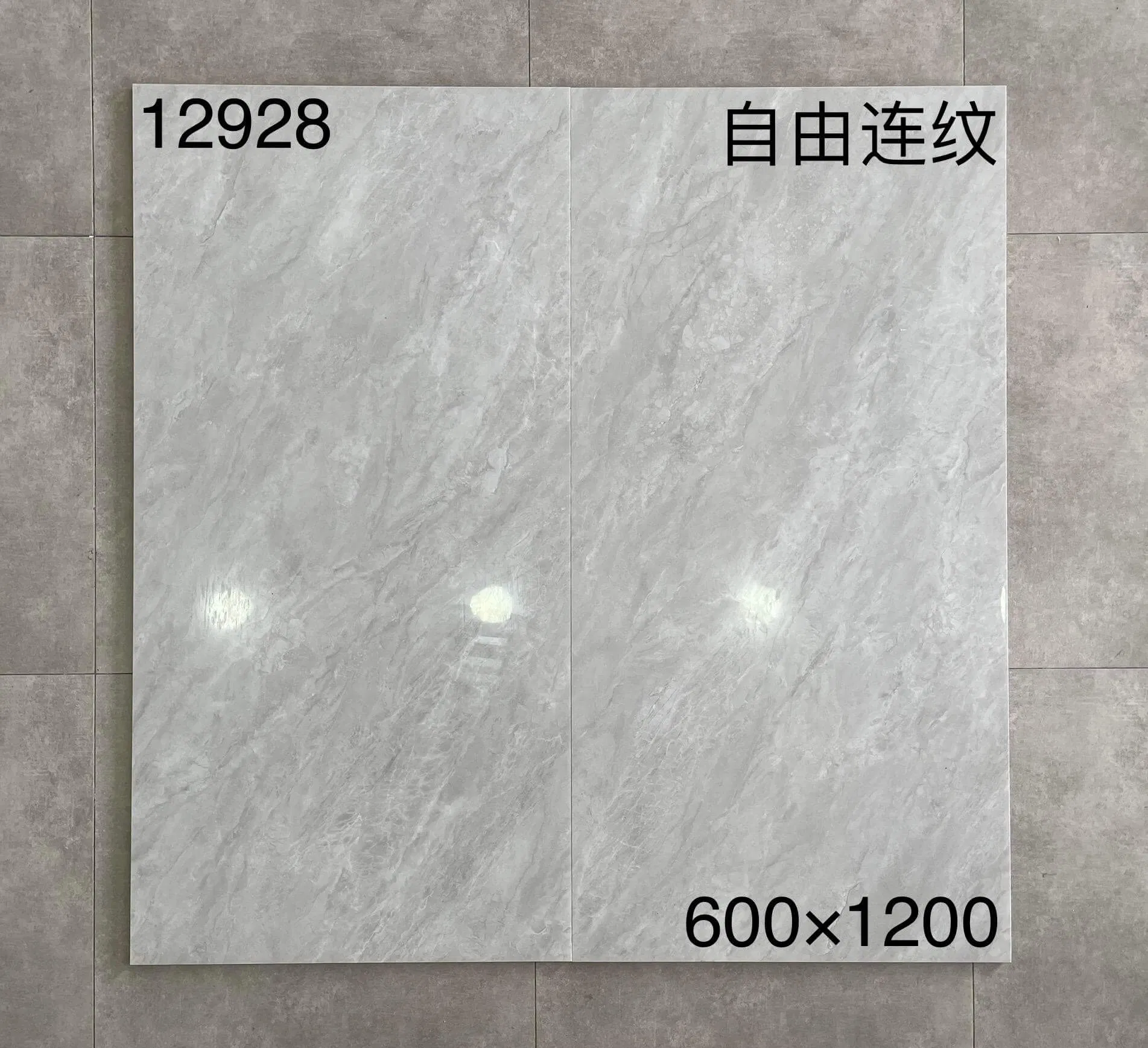 Wholesale Grey Luxury Porcelain Glazed Marble Floor Tiles High Glossy Surface 600X1200mm 10mm Thickness Bathroom Kitchen Living