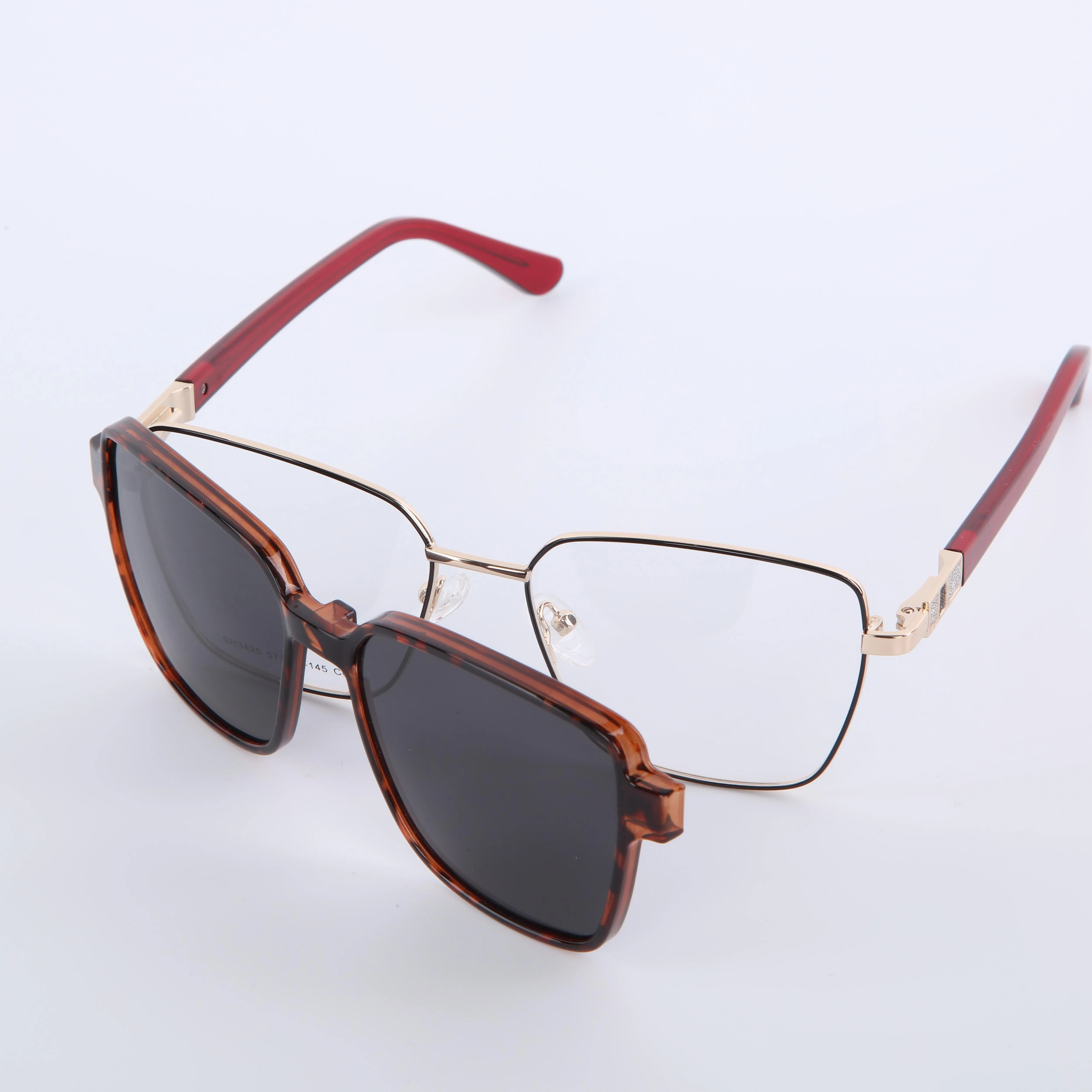 Customizable UV400 Sunglasses Available in Red or Translucent Purple