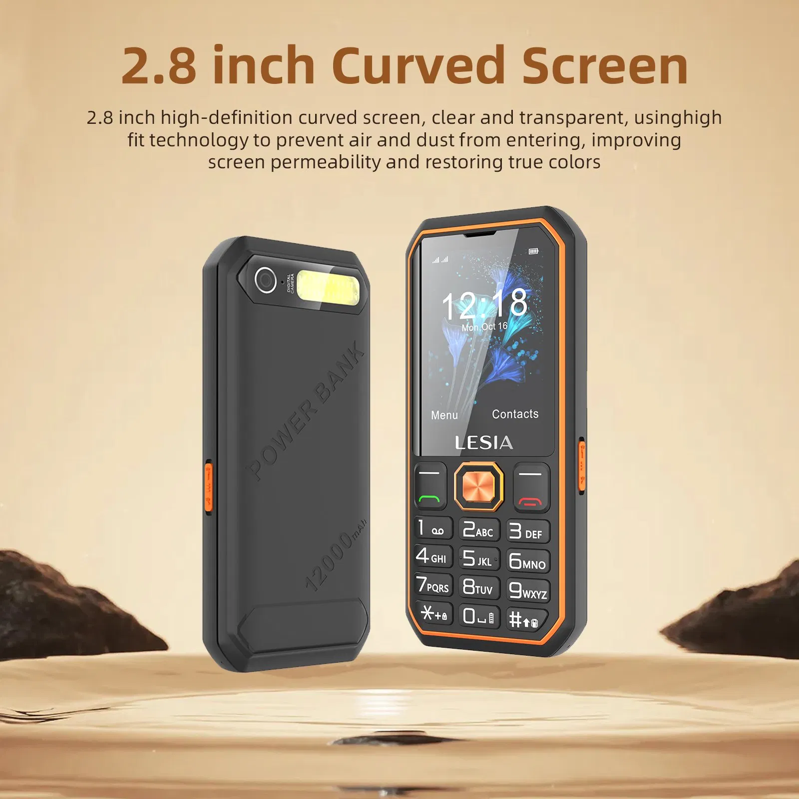 2.8inch 2g Feature Mobile Phone Power Bank Charger Phone 32MB+32MB Vibration MP3/MP4 Support 2g Mobile Phone Cell Phone