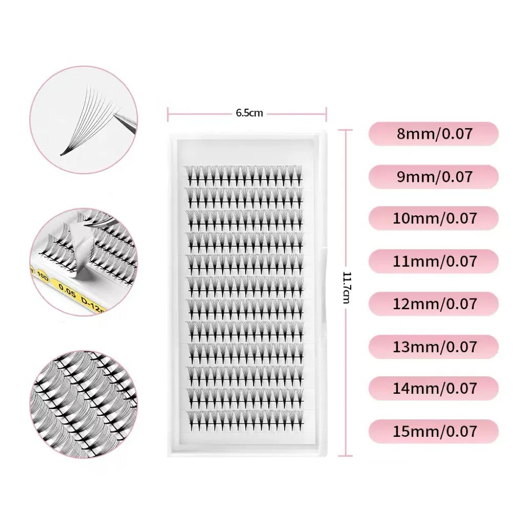 60d 80d 100d Private Label Wispy DIY Cluster Eyelash 8-24mm D Curl Natural Individual Extensions DIY Lashes with Glue