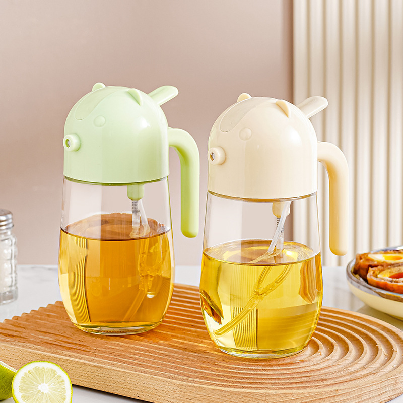 Creative Glass Oil Dispenser Bottle 580ml Glass Olive Oil Spray Bottle Auto Flip Oil Mister Spray Bottle for Kitchen Cooking Salad Baking