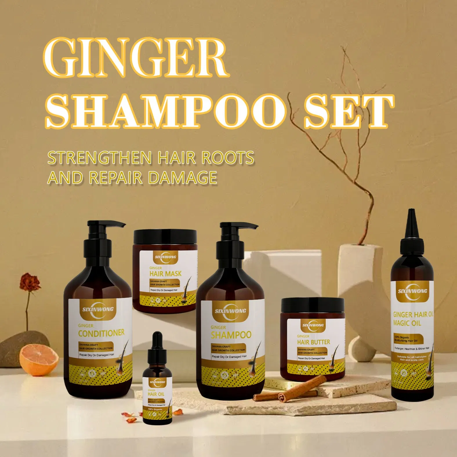 Beauty Cosmetics Hair Prevent Split End Hair Growth Ginger Shampoo Set
