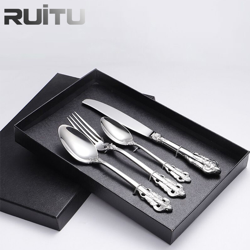 Restaurant Kitchen Utensils Buffet Catering Sustainable Table Ware Luxury Hand Forged Silverware 304 Matte Stainless Steel Cutlery Set for Saudi Arabia