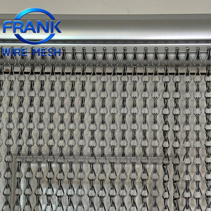 Wide Bronze Double Hook Chain Fly Screen Door Curtain 150X210cm Matching Header