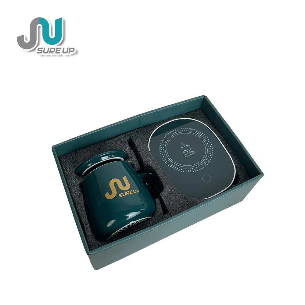 Ceramic Mug Set with Constant Temperature Heater Gift Package