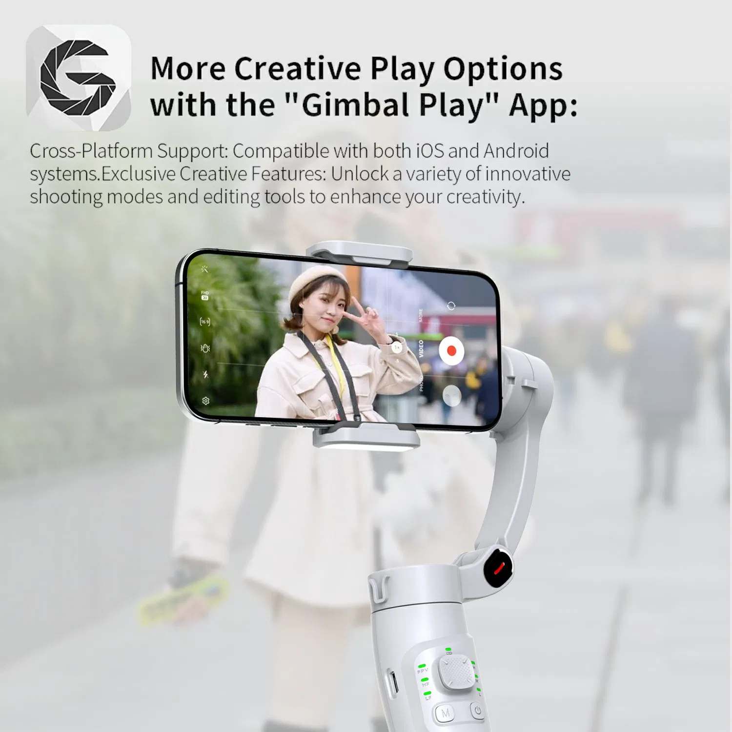 M1 Anti Shake Foldable 3 Axis Smartphone Gimbal Stabilizer Support Face Tracking Time Lapse Photograhy, with APP