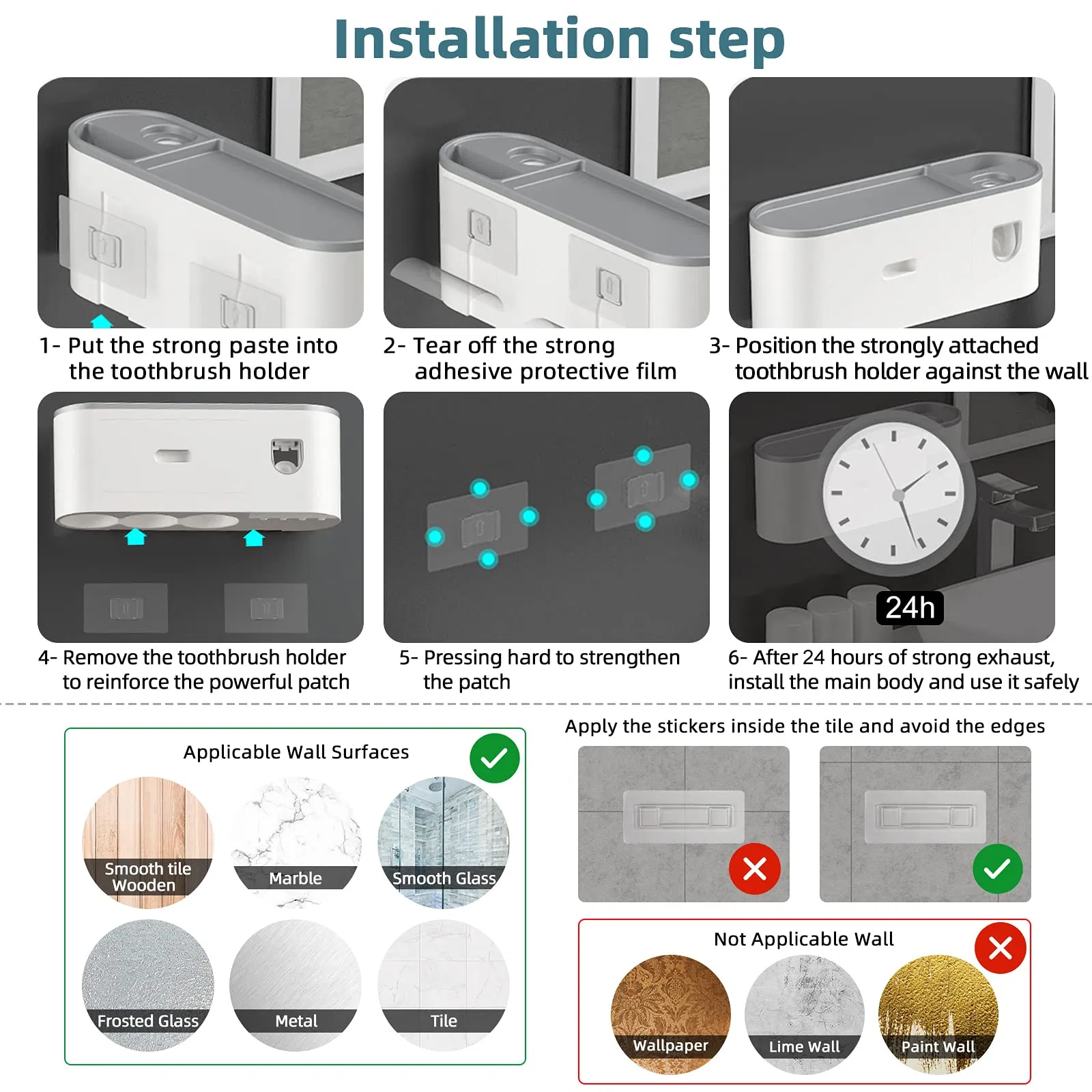 New Design Wall Mounted Automatic Toothpaste Dispenser Squeezer Bathroom Vanity Toothbrush Holde