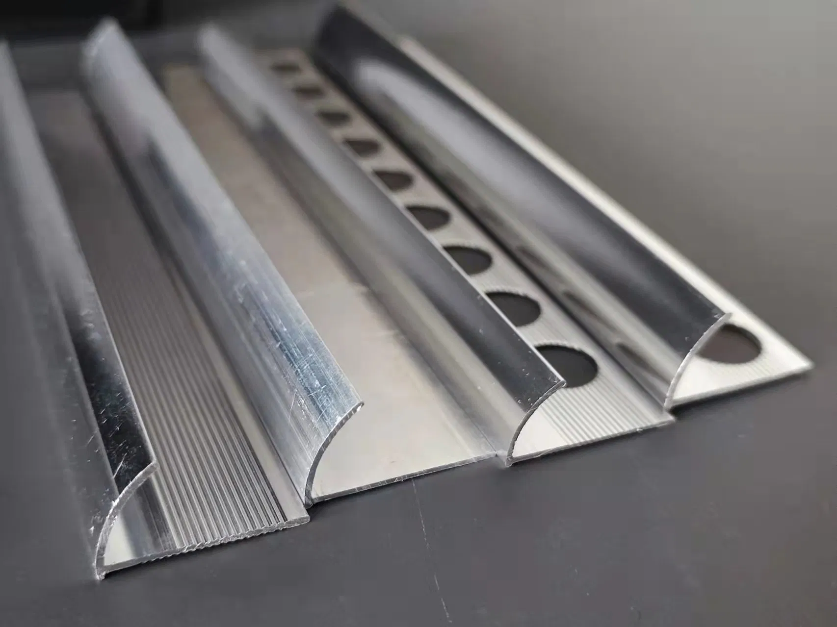 Aluminum Quarter Round Open Tile Strip Trims Bright Silver
