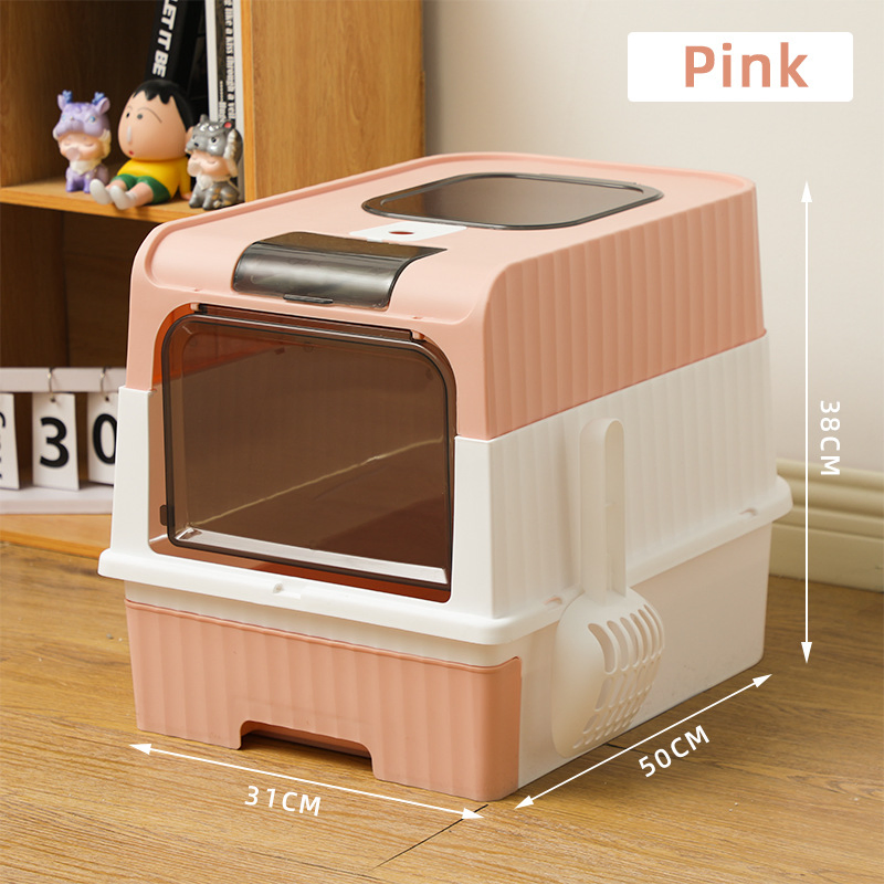 Extra-Large Cat Litter Box with Fully Enclosed Drawer-Style Cat Toilet Splash-Proof and Odor-Removing Cat Litter Box