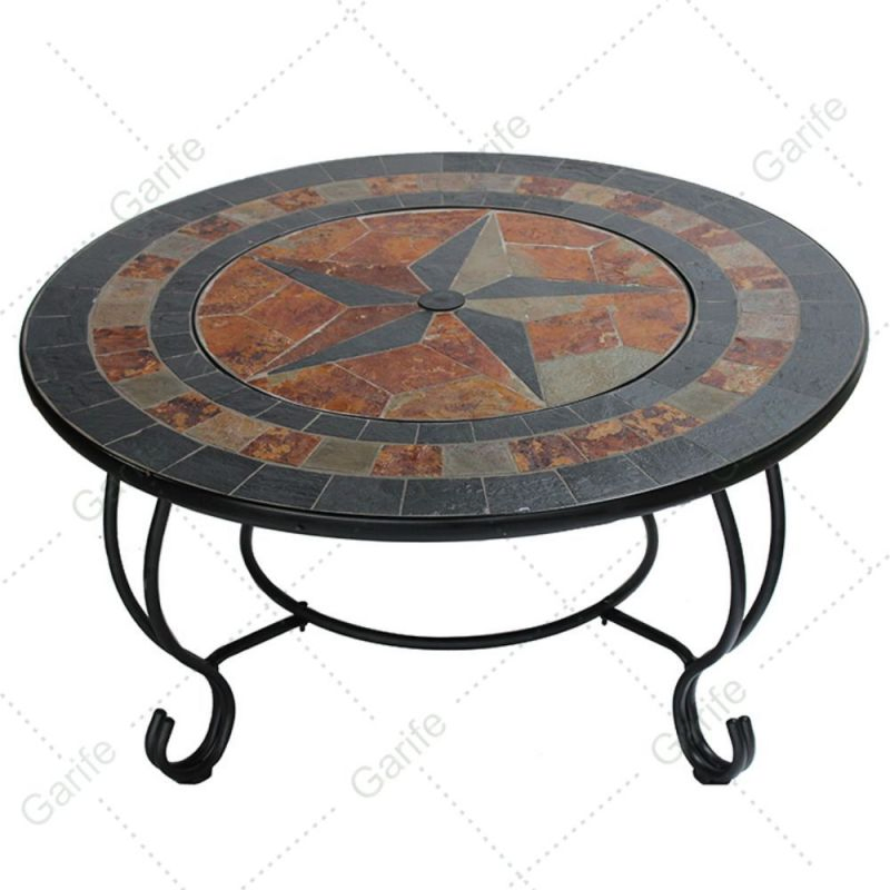 Customized Mosaic Table Fire Pit Outdoor Fire Pit with Slate Tile Mantel