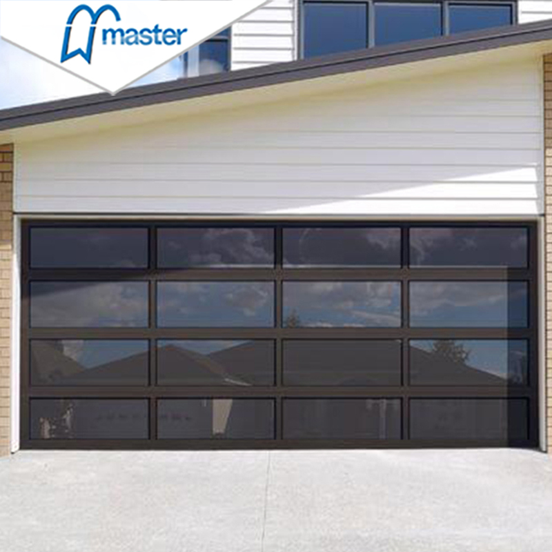 Master Well Hot Sale Luxury Modern Good Price 16X8 Automatic Seamless Glass Garage Door Mirror Aluminum Frameless Glass Garage Door for Villa