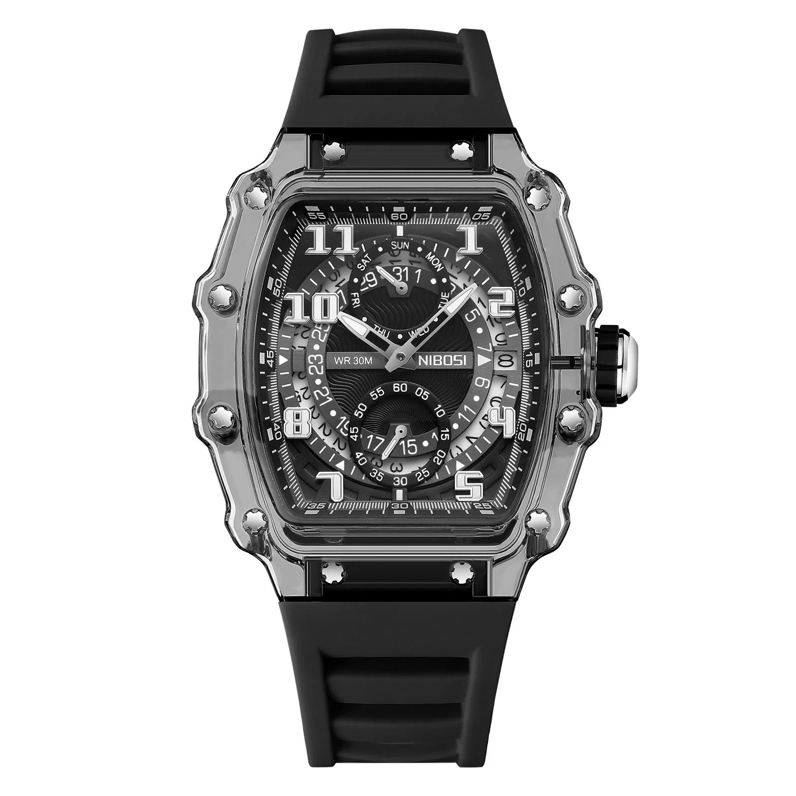 Men's Watches Waterproof Calendar Men Quartz Sport Square Luminous Watch for Men