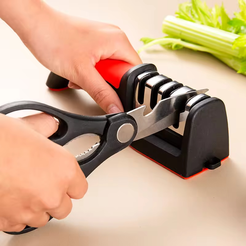 Kitchen 3/4-Segment Knife Sharpener Household Multi-Functional Hand-Held 3/4-Purpose Black Sharpening Stone