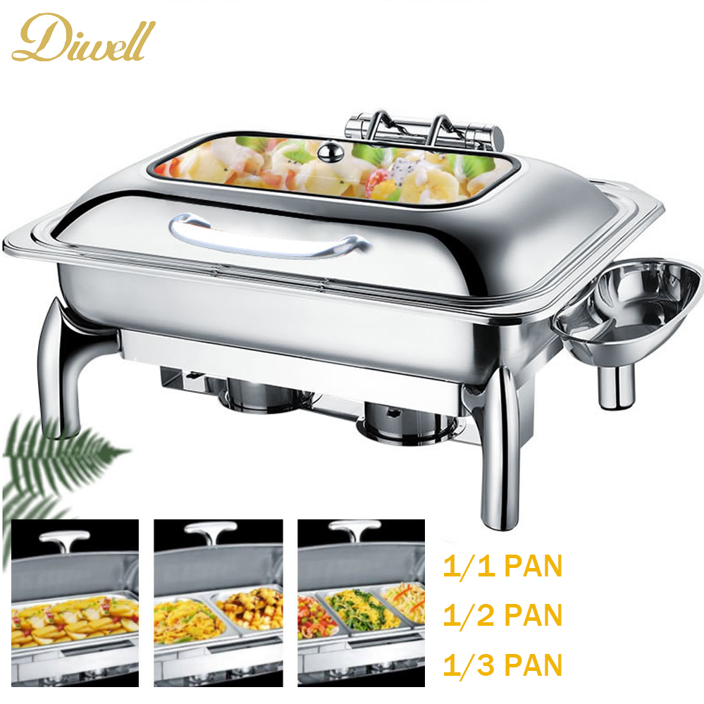Rectangular Catering Warmer Stainless Steel Hot Food Display Chafing Dish