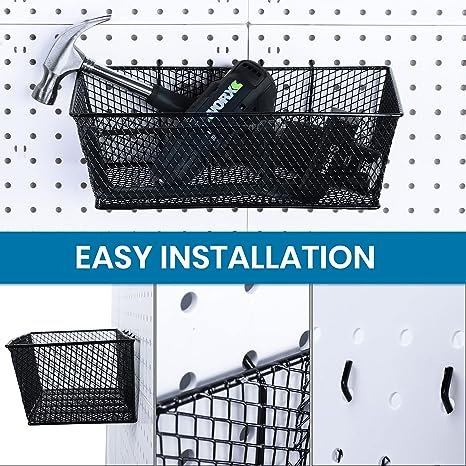 Factory Supply Steel Mesh Black Baskets for Pegboard (3-Pack)