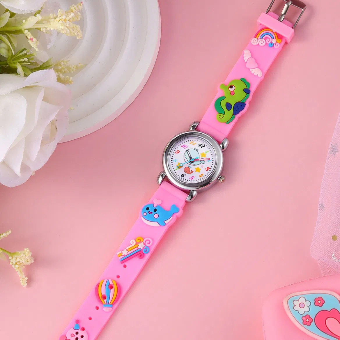 Cute Cartoon Watches Whale Element Pink Watch Set