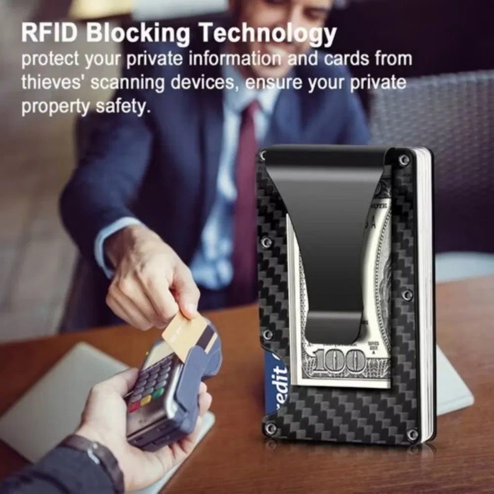 Минималистичный кошелек из карбона с защитой RFID