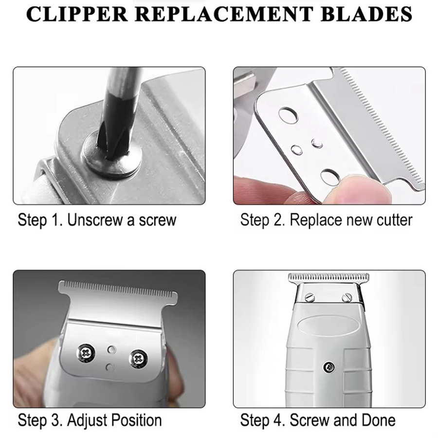 Stainless Steel Clipper Cutter Metal Blade T-Outliner Replacement Hair Trimmer Blade