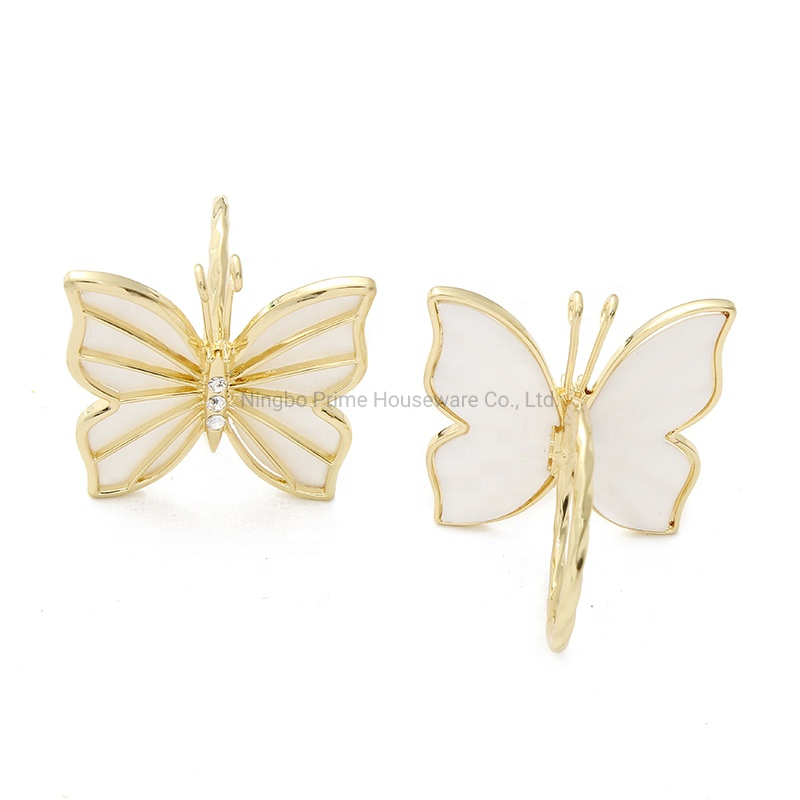 Golden Butterfly Delicate Rhinestone Plastic Napkin Ring for Spring Decoration Wedding Banquet Dinner
