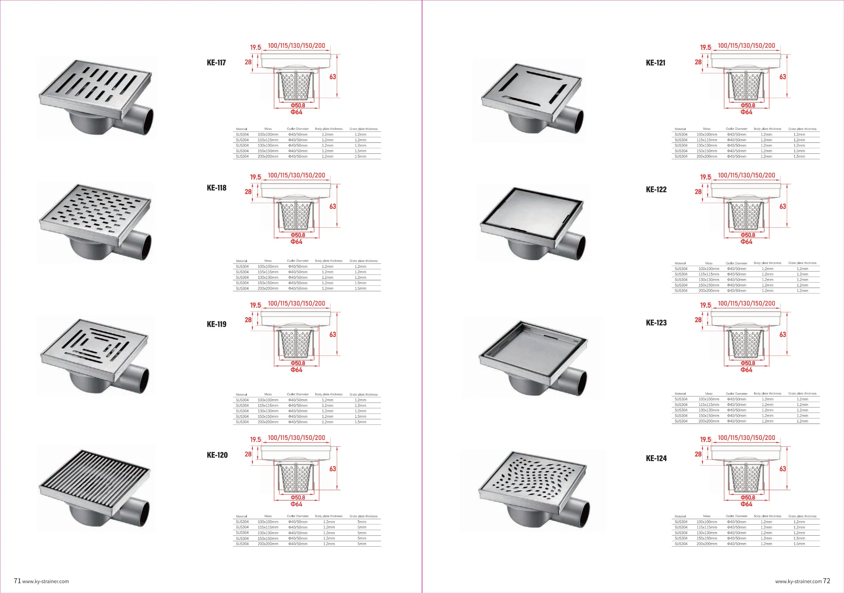 Современный квадратный трап для душа из нержавеющей стали SUS304