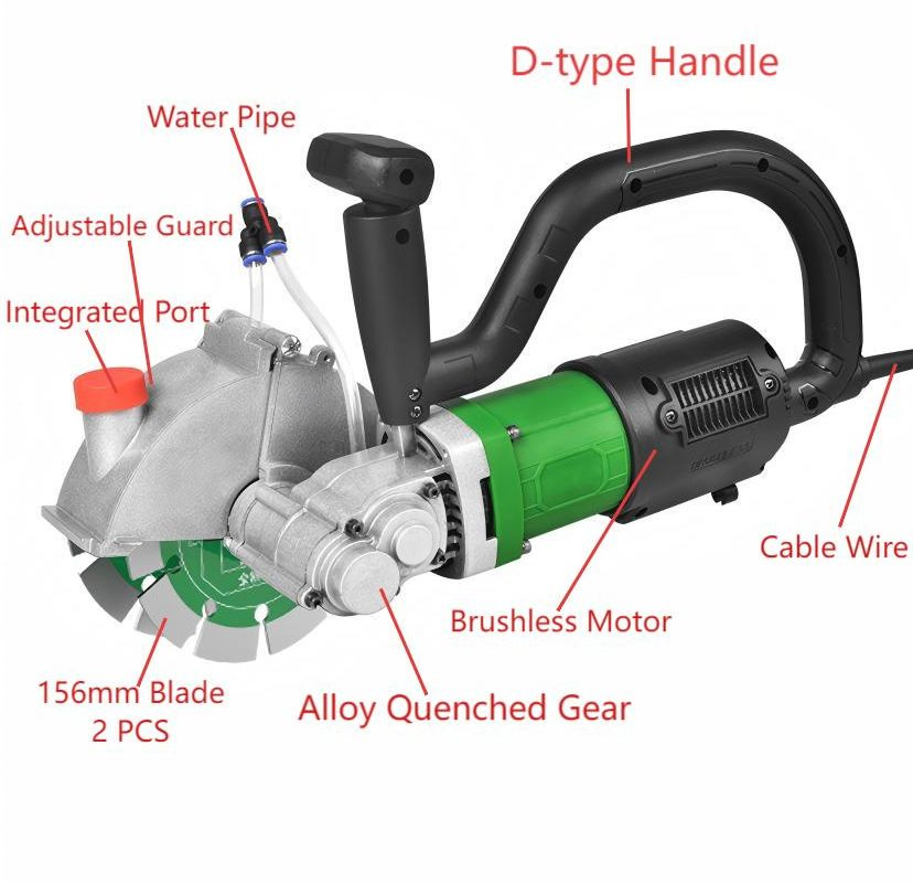 Electric Wall Chaser 50mm Depth 3800W Slotting Machine Concrete Wall Grooving Cutter