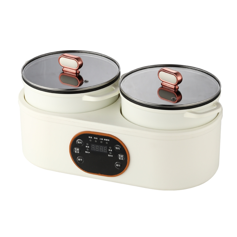 Multi Function Automatic Home Appliance Electric Skillet Electric Cooker Compact Food Wok Mini Steamer Portable Frying Pan Double-Pot Electric Cooker