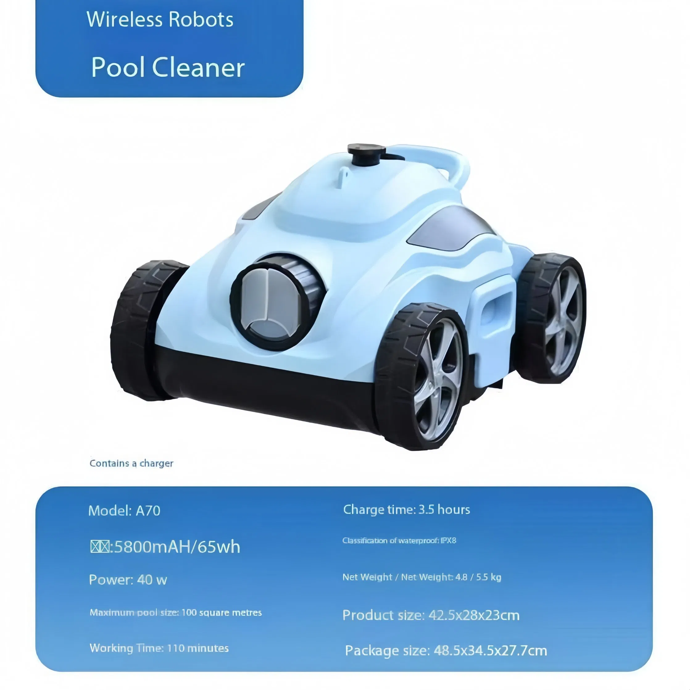 Cordless Vacuum Cleaning for Pools - A70 Pool Cleaning Robot