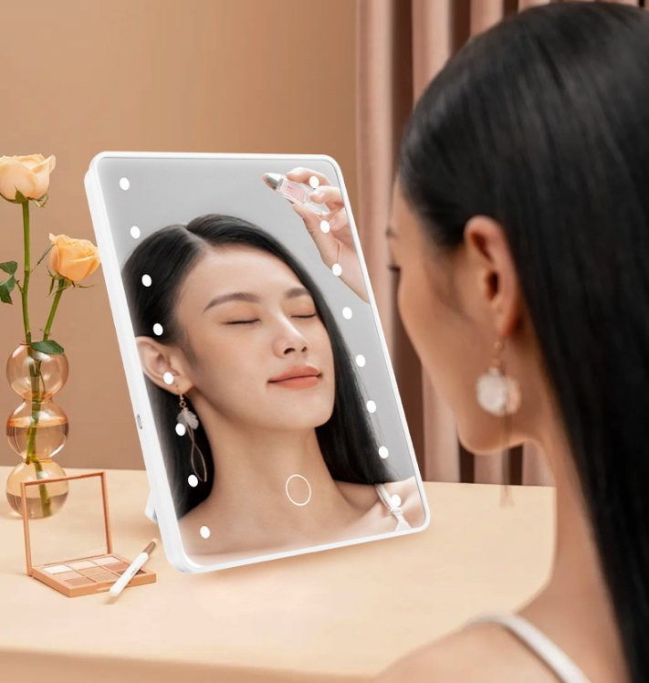 16-Lamp Makeup Mirror, LED Touch-Sensitive Vanity Mirror, Instagram-Style Desktop Makeup Mirror