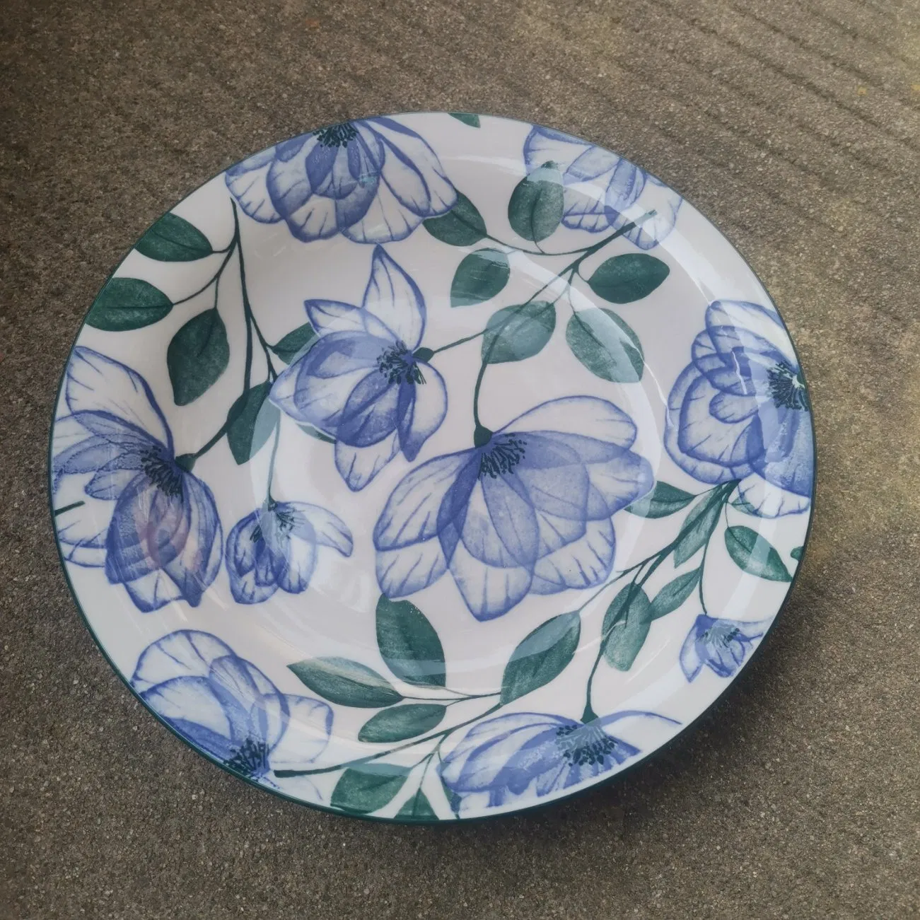 9.25"Soup Plate with Full Under Glaze Two Colour Decal Ceramics Tableware Porcelainware