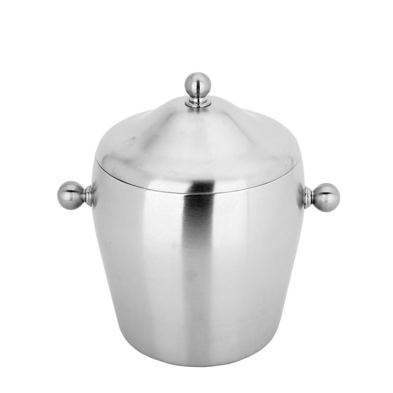 High Quality Stainless Steel Double Wall Insulation Ice Bucket Double Ear Drum Shaped Design for Parties for Champagne Bucket