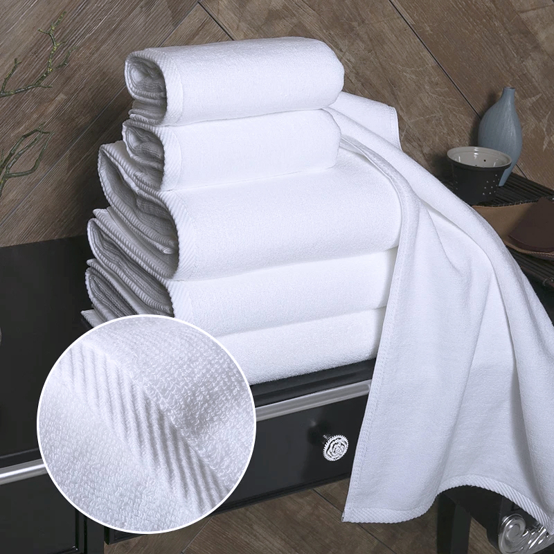 Elegant Diamond Band Woven Design Towels for Boutique Hotel Bathrooms