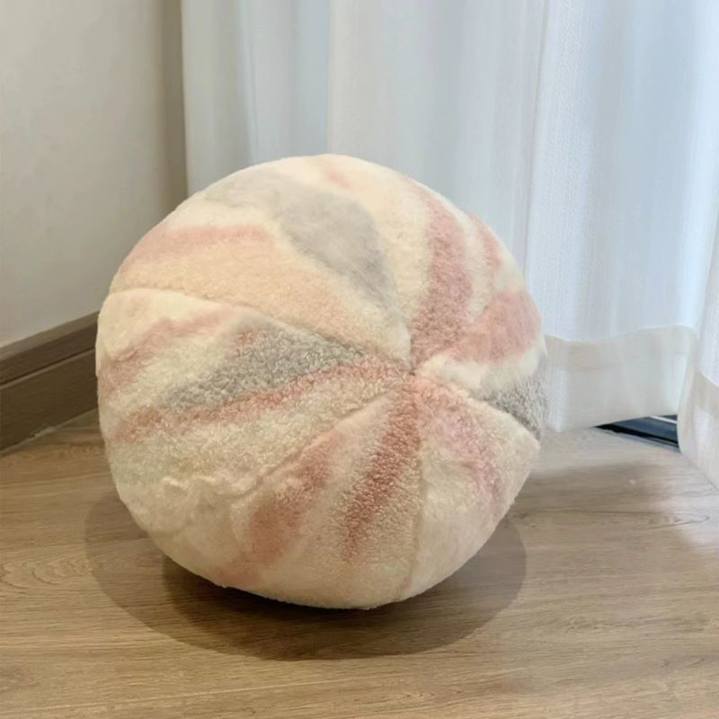 Print Fake Rabbit Teddy Fur Cushion Round of Baby Pillow Gift Hometextile