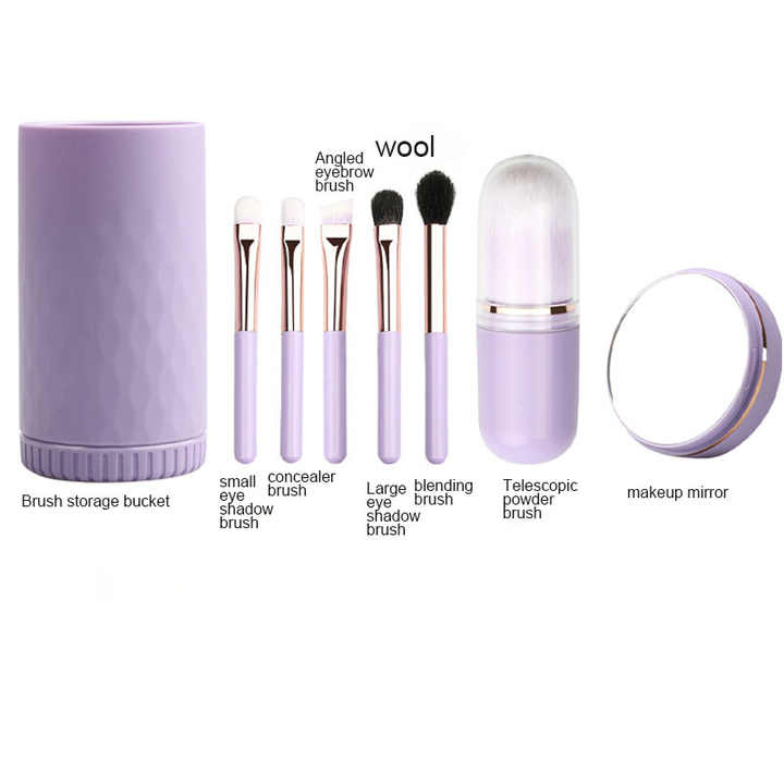6 Pieces Marble Custom Cosmetic Make up Brushes Makeup Brush Set with Cylinder Case Holder