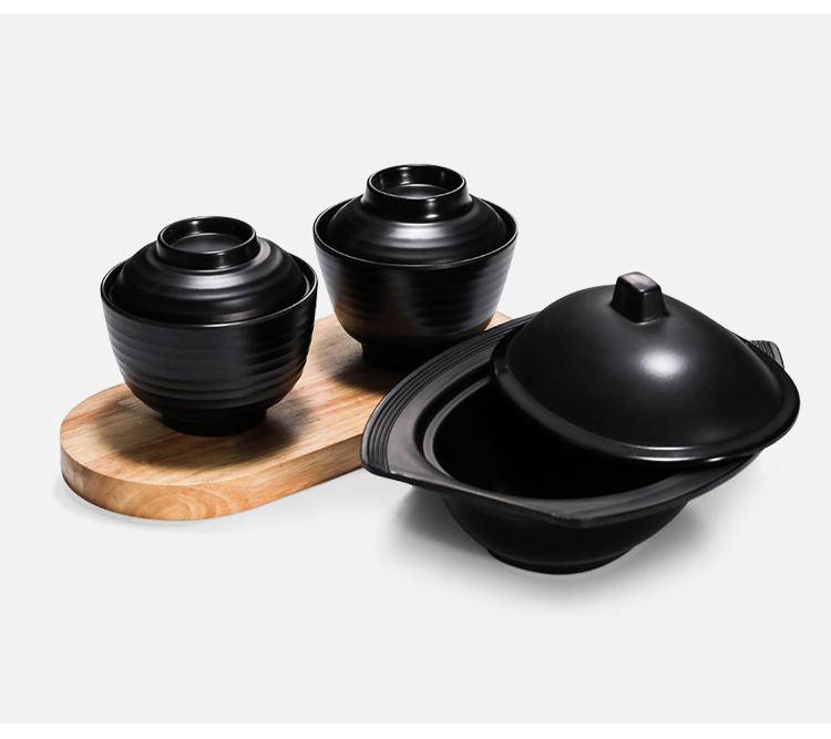 High Quality Reusable Dinner Sets Bowl Black Melamine Dinnerware Set Restaurant Dish