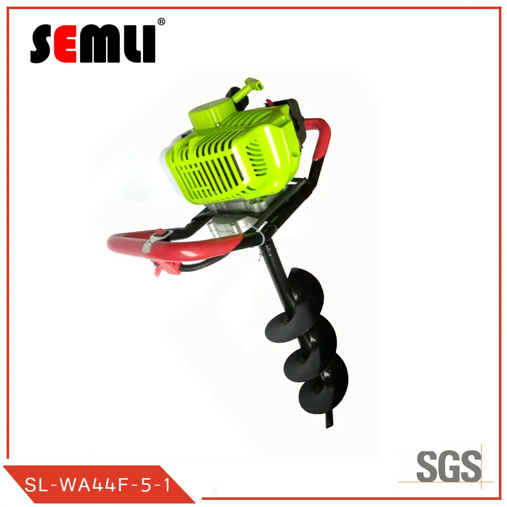 1 or 2 Men Operate Ground Drill, Earth Auger Machine