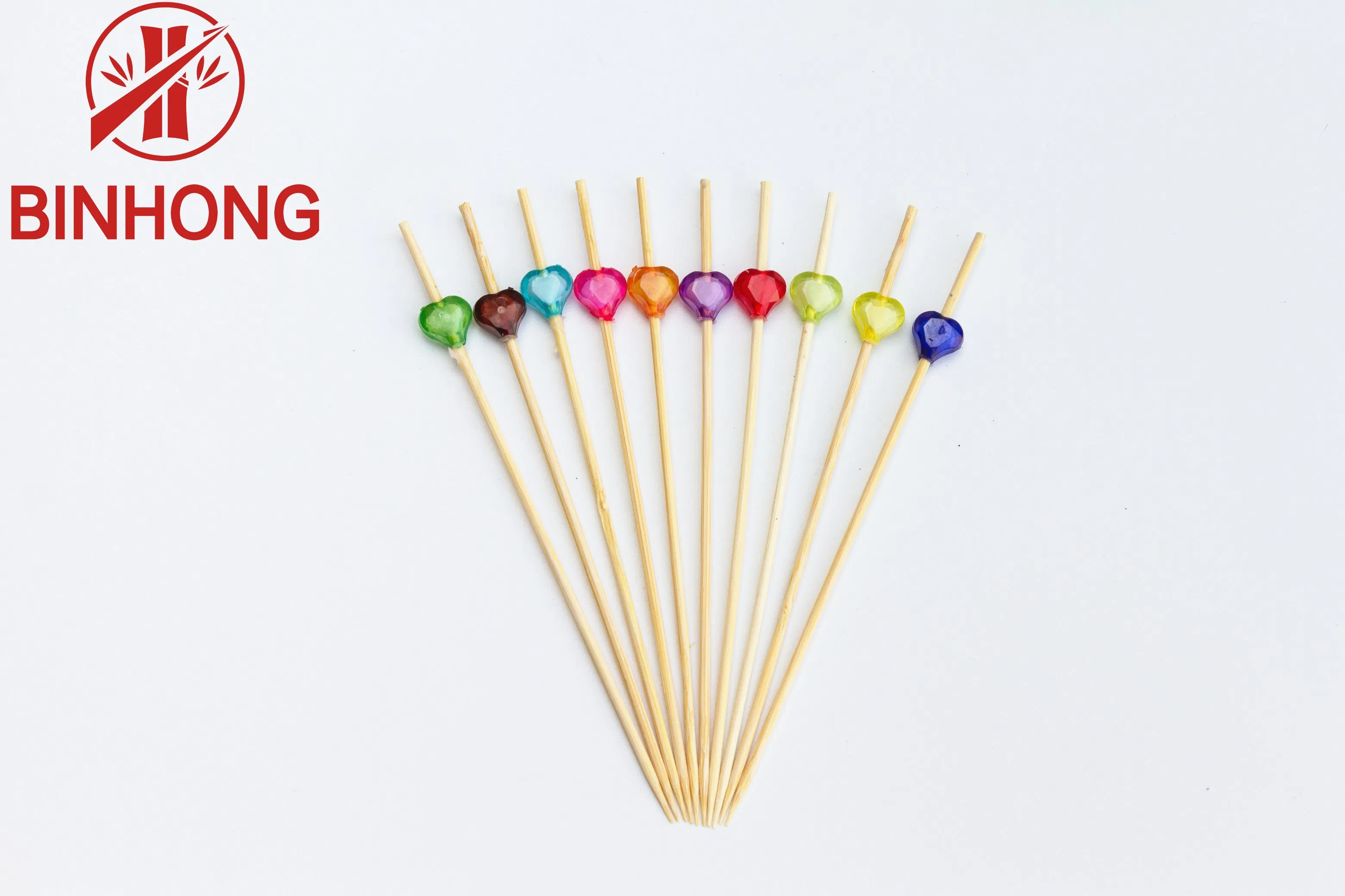 1/6 Custom Disposable Bamboo Party 12cm Skewers Food Picks Fruit Sticks