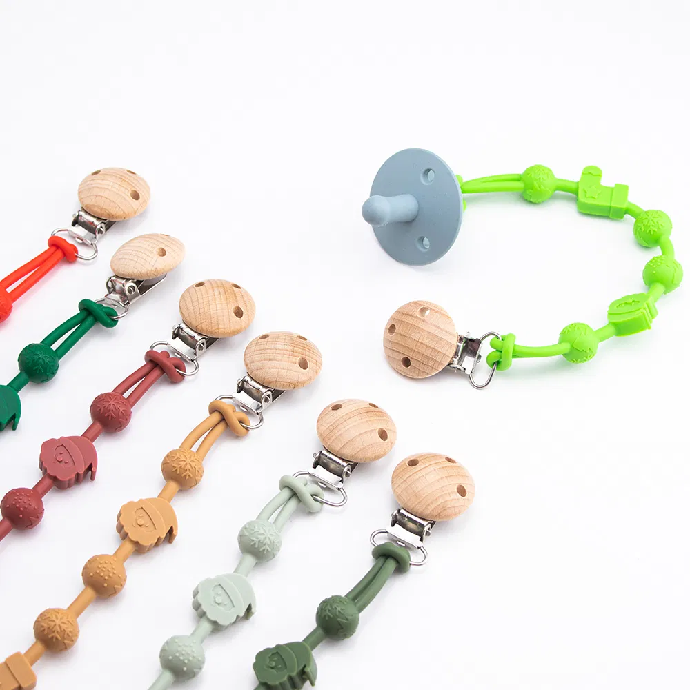 Personalized Baby Feeding Silicone Teether Beads Holder Soother Teether Dummy Pacifier Clips