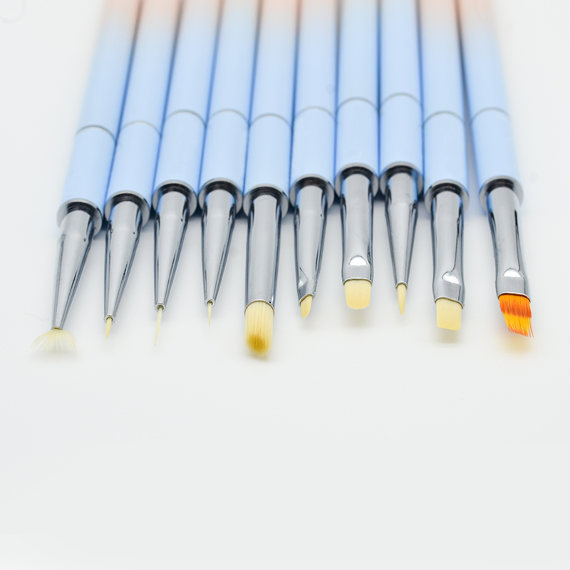 Guyo Metal Handle Nylon Nail Brush Set for Nail Art