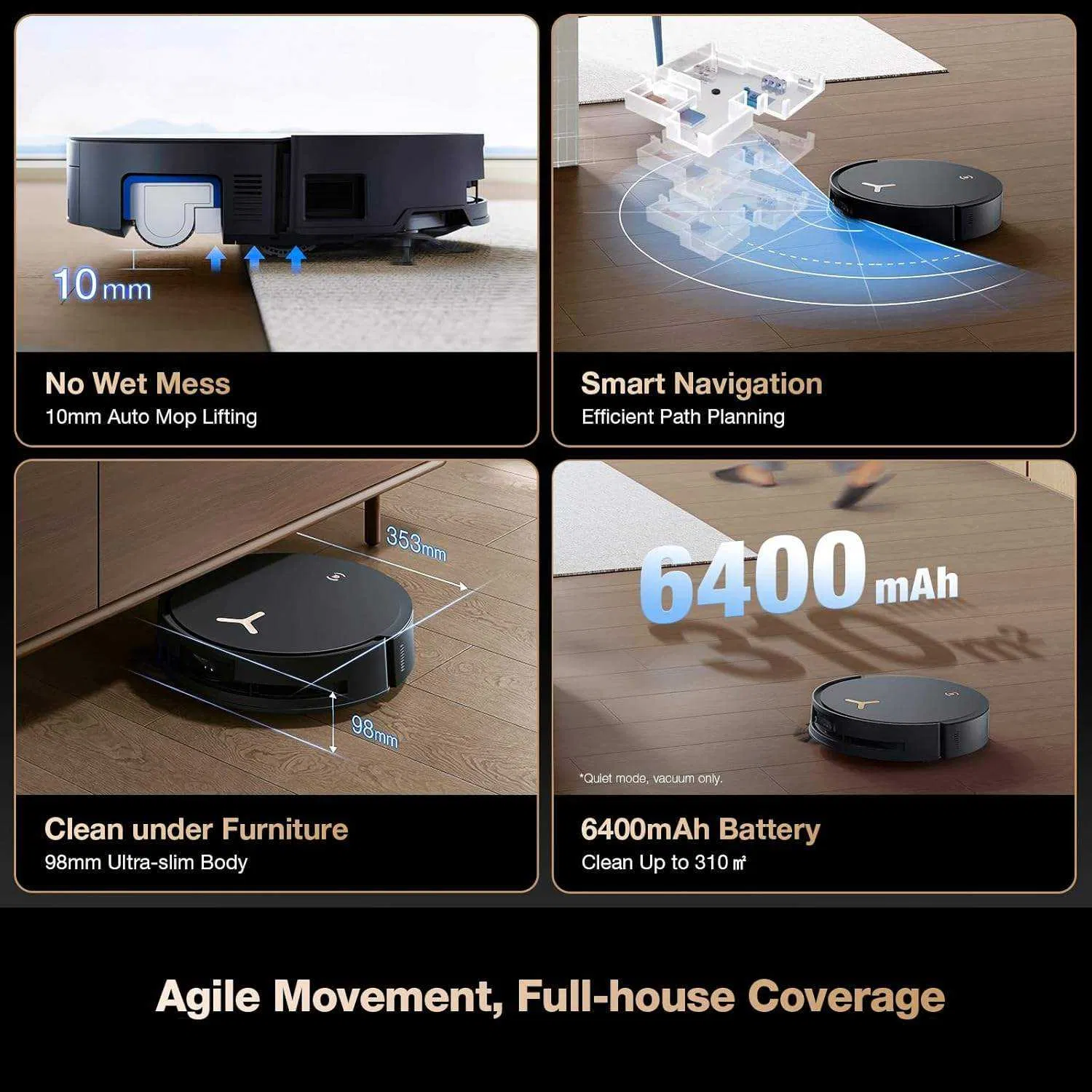 Omni Wet Robot Vacuum Cleaner Self-Washing & Air Drying Home APP Voice Control Hot Water Mop Cleaning