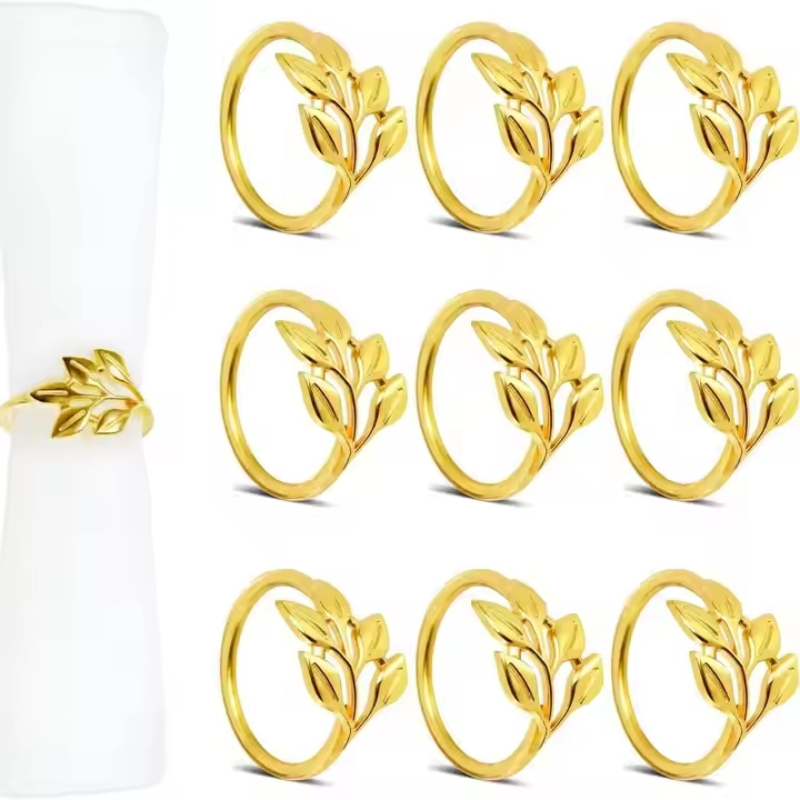 Wedding Decoration Leaf Napkin Rings Gold Napkin Rings Set for Wedding Party